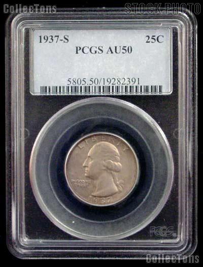 1937-S Washington Silver Quarter in PCGS AU 50