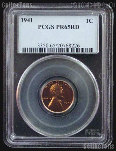 1941 Lincoln Wheat Cent PROOF in PCGS PR 65 RD