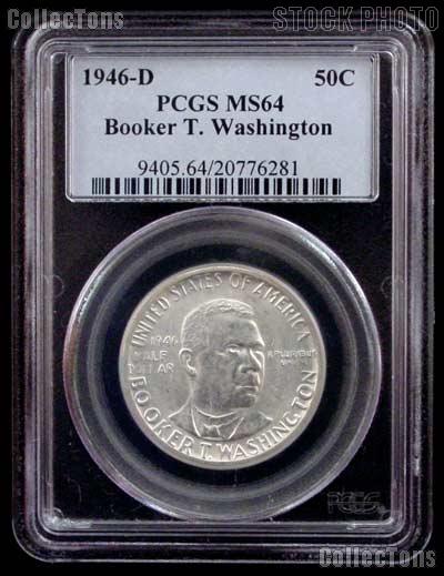 1946-D Booker T. Washington Memorial Commemorative Silver Half Dollar Coin in PCGS MS 64