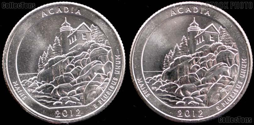 2012 P & D Maine Acadia National Park Quarters GEM BU America the Beautiful