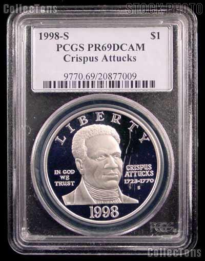1998-S Black Revolutionary War Patriots Commemorative Silver Dollar in PCGS PR 69 DCAM