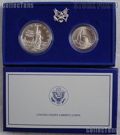 1986 Statue of Liberty Two Coin Commemorative Uncirculated (BU) Set