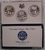 1984 Olympic Coliseum 3-Coin (P,D,S) Commemorative Uncirculated Silver Dollar Set