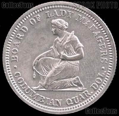 "Isabella Quarter" World's Columbian Exposition Commemorative Silver Coin (1893) in XF+ Condition