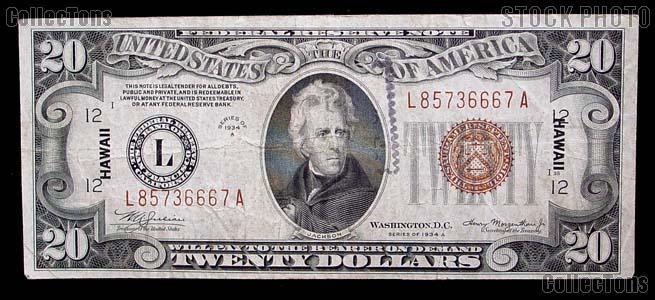 Twenty Dollar Bill Hawaii Note Brown Seal US Currency