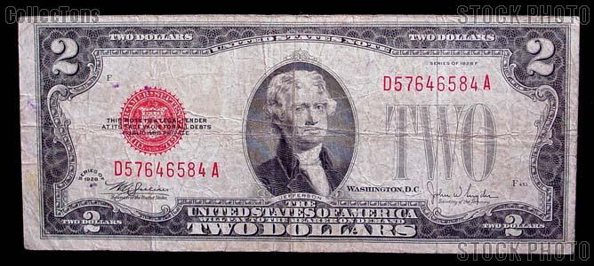 Two Dollar Bill Red Seal Series 1928 US Currency