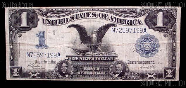 One Dollar Bill Silver Certificate "Black Eagle" Large Size Series 1899 US Currency