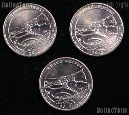 2012 P, D, & S New Mexico Chaco Culture National Park Quarters GEM BU America the Beautiful