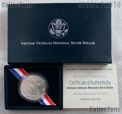 1994-W Vietnam Veterans Memorial Commemorative Silver Dollar Uncirculated