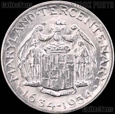 Maryland Tercentenary Silver Commemorative Half Dollar (1934) in XF+ Condition