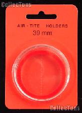 Air-Tite Coin Capsule "I" RED Ring Coin Holder 39mm Coins SILVER ROUND