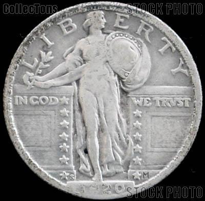 1920-S Standing Liberty Silver Quarter Circulated Coin G 4 or Better