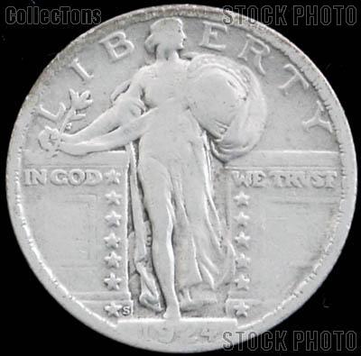 1924-S Standing Liberty Silver Quarter Circulated Coin G 4 or Better
