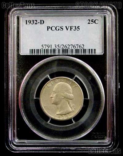 1932-D Washington Silver Quarter KEY DATE in PCGS VF 35