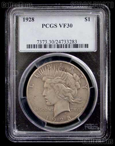 1928 Peace Silver Dollar KEY DATE in PCGS VF 30