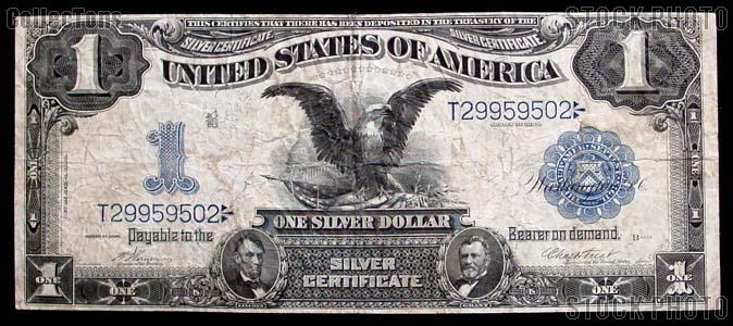 One Dollar Bill Silver Certificate "Black Eagle" Large Size Series 1899 US Currency Good or Better