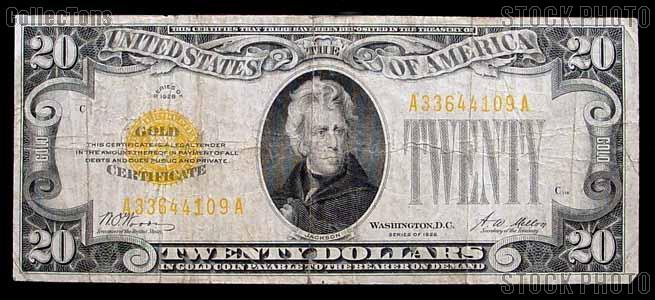 Twenty Dollar Bill Gold Certificate Series 1928 US Currency Good or Better