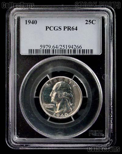 1940 Washington Silver Quarter PROOF in PCGS PR 64