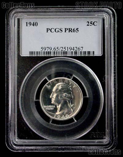 1940 Washington Silver Quarter PROOF in PCGS PR 65