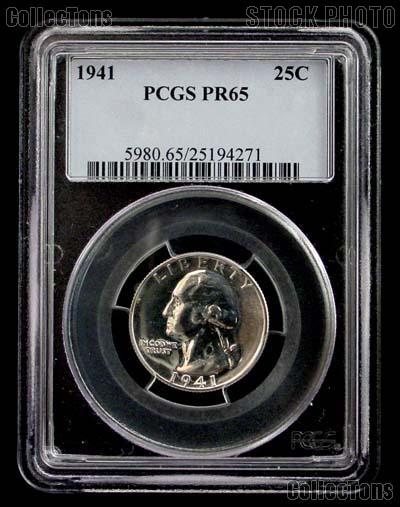 1941 Washington Silver Quarter PROOF in PCGS PR 65