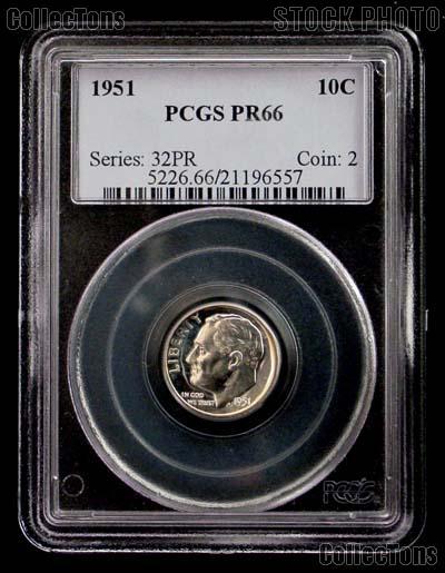 1951 Roosevelt Silver Dime PROOF in PCGS PR 66
