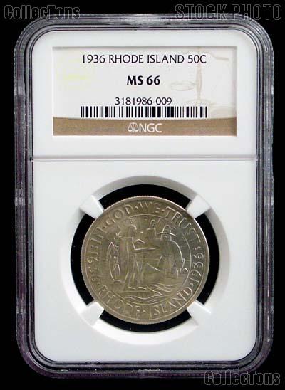 1936 Providence Rhode Island Tercentenary Silver Commemorative Half Dollar in NGC MS 66