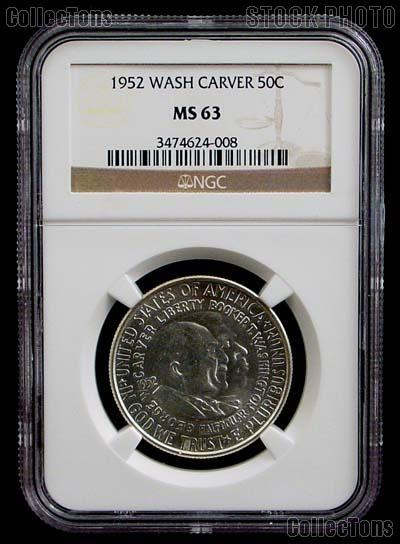 1952 Washington-Carver Silver Commemorative Half Dollar in NGC MS 63