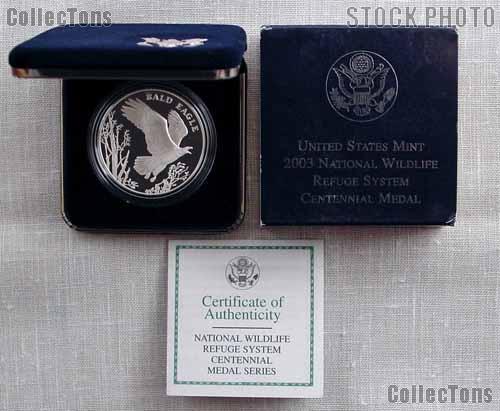 2003 National Wildlife Refuge Centennial PROOF Silver Medal - Bald Eagle