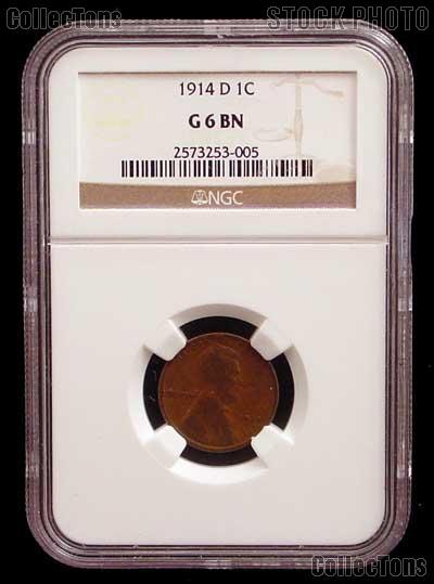 1914-D Lincoln Wheat Cent Key Date in NGC G 6 BN