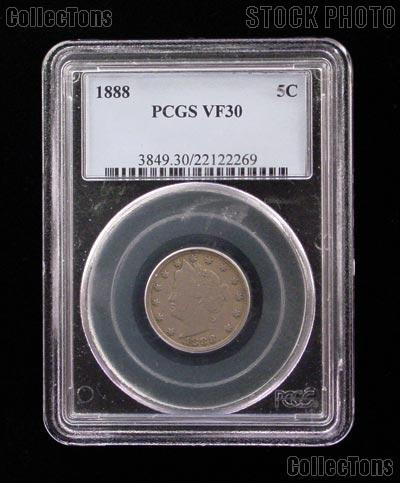 1888 Liberty Head V Nickel in PCGS VF 30
