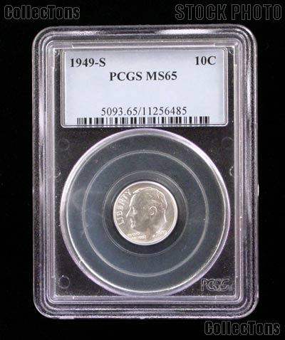 1949-S Roosevelt Silver Dime in PCGS MS 65