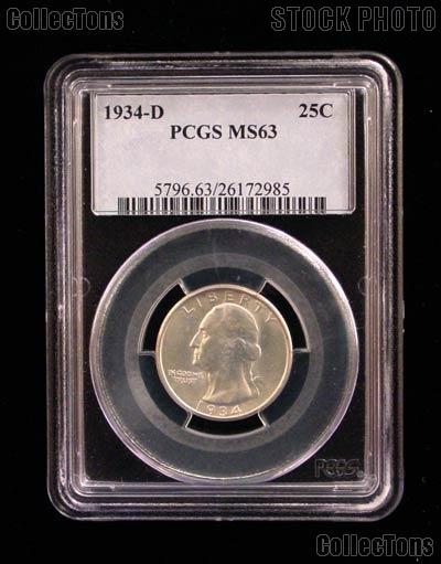 1934-D Washington Silver Quarter in PCGS MS 63