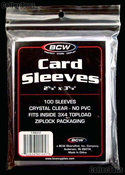 Baseball Card Sleeves w/ Ziplock Bag by BCW 100 Sleeves for Sports and Trading Cards