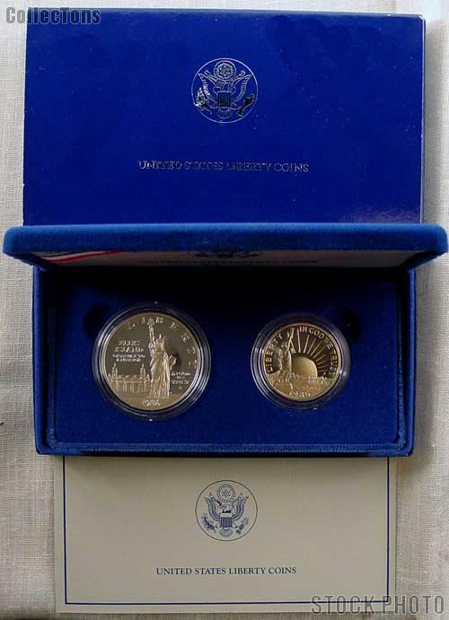 1986 Statue of Liberty Two Coin Commemorative PROOF Set