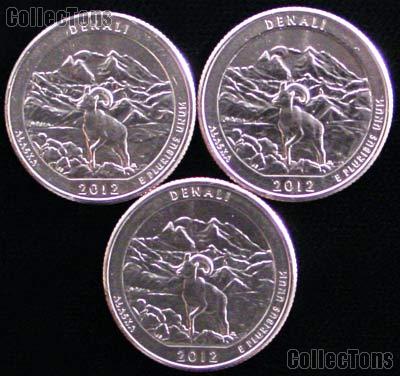 2012 P, D, & S Alaska Denali National Park Quarters GEM BU America the Beautiful