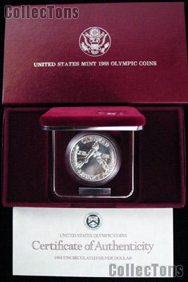 1988-D Seoul Olympiad US Olympic Commemorative Uncirculated (BU) Silver Dollar