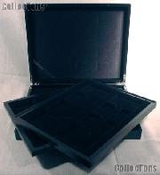 Wooden Coin Display Case (Box) for 24 Certified Slab Coins Matte Black Finish by Lighthouse