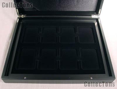 Wooden Coin Display Case (Box) for 24 Certified Slab Coins Matte Black Finish by Lighthouse