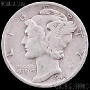 1945 Mercury Silver Dime 1945 Mercury Dime Circ Coin G 4 or Better