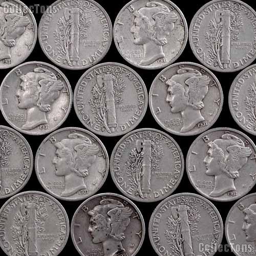 "Survival Coins" 90% Silver Coins 10 Mercury Silver Dimes