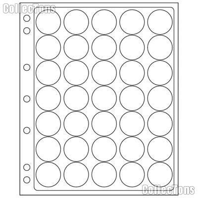 Coin Pages for Coin Capsules fits CAPS 26-27: US Small Dollar, 2 Euro by Lighthouse Pack of 2 Pages for 35 Coins Each