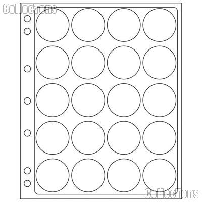 Coin Pages for Capsules fits CAPS 44-45 & Model I Capsules  by Lighthouse Pack of 2 Pages for 15 Coins Each