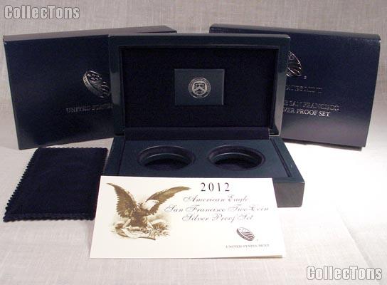 2012 American Eagle San Francisco Two-Coin Silver Proof Set OGP Replacement Box and COA