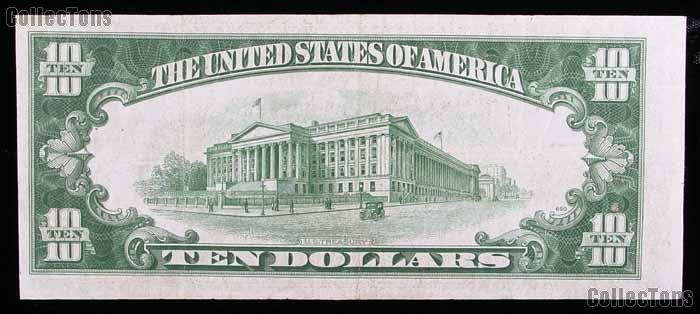 Ten Dollar Bill Green Seal FRN Series 1934 US Currency