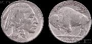 Buffalo Nickel Type 2 FIVE CENTS in Recess (1913 - 1938) One Coin G+ Condition