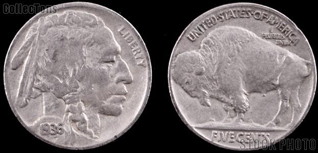 Buffalo Nickel Type 2 FIVE CENTS in Recess (1913 - 1938) 3 Different Coin Lot G+ Condition