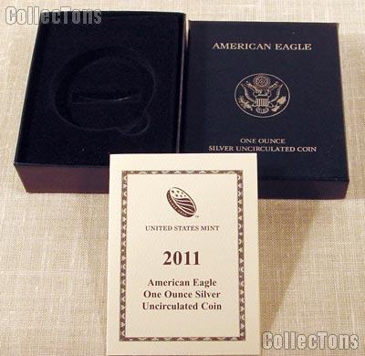 2011-W American Silver Eagle Dollar Uncirculated Burnished OGP Replacement Box and COA