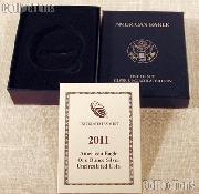 2011-W American Silver Eagle Dollar Uncirculated Burnished OGP Replacement Box and COA