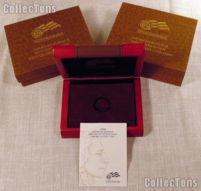 2008-W American Buffalo 1/10 oz Uncirculated $5 Gold Coin OGP Replacement Box and COA