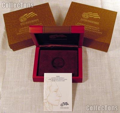 2008-W American Buffalo 1/4 oz Uncirculated $10 Gold Coin OGP Replacement Box and COA